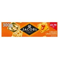 Jacob's Cream Crackers 300g PMP £1.79 - Case Of 12 -Mxwhole Sale 50001680008622
