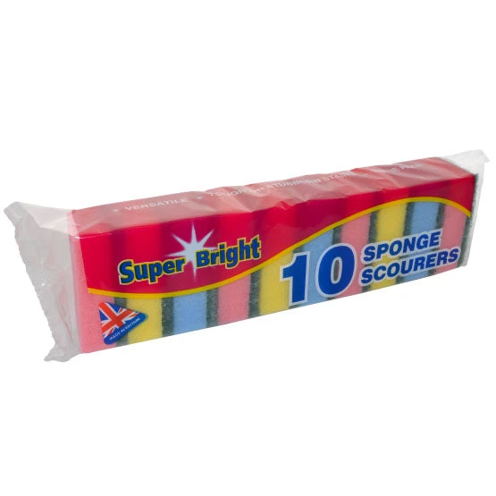 Super Bright Sponge Scourers 10pk - Case Of 10