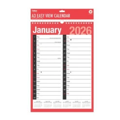 Red & Black Commercial MTV A3 2 Column Planner 2025 - Case Of 12