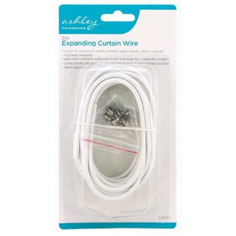 Ashley Housewares Expanding Curtain Wire With Fittings 3m 1 Ashley Housewares Expanding Curtain Wire With Fittings 3m