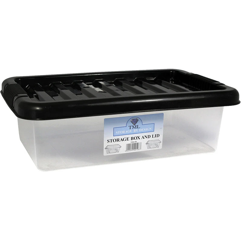 Stackable Storage Container Box With Black Lid 6L 1 Stackable Storage Container Box With Black Lid 6L