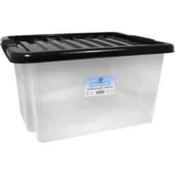 Stackable Storage Container Box With Black Lid 35L