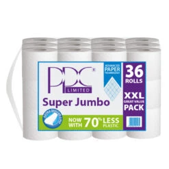 PPC Super Jumbo White Quality Toilet Paper 36 Roll Value Pack