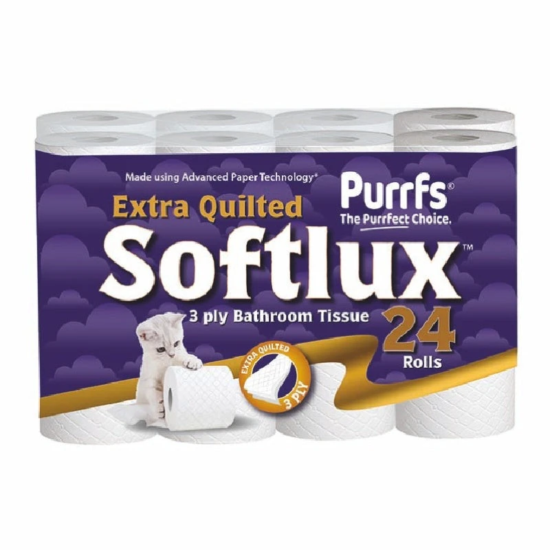 Purrfs Softlux White Toilet Paper 3Ply 24 Pack 1 Purrfs Softlux White Toilet Paper 3Ply 24 Pack