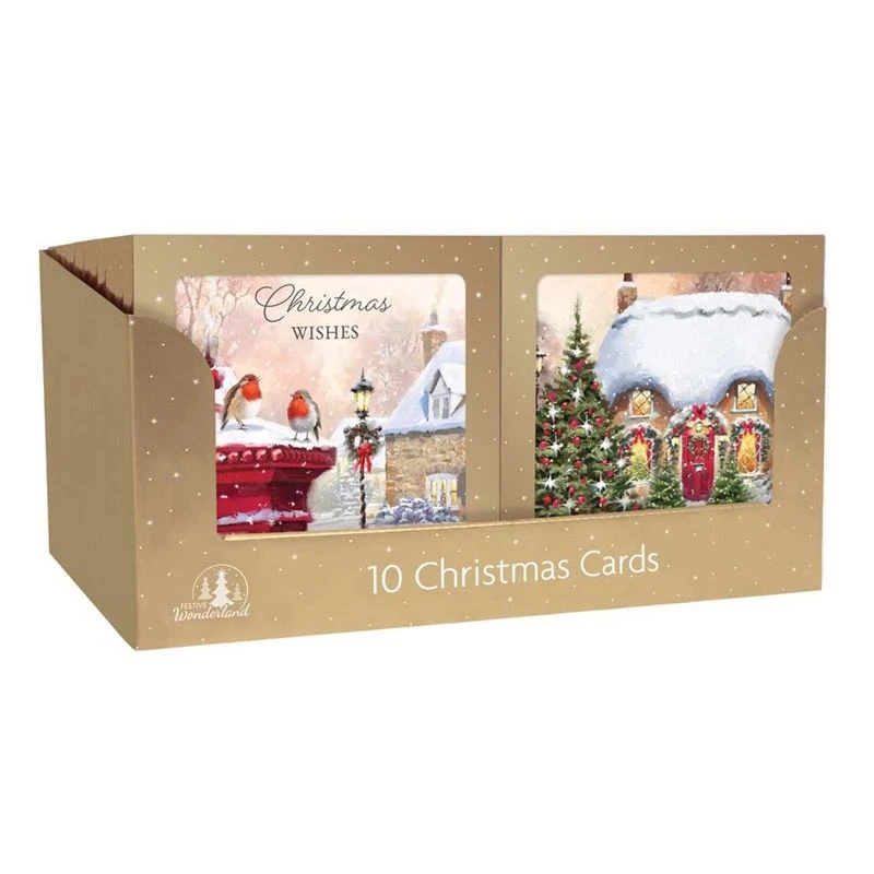 Square Boxed Christmas Cards Traditional Scenes 10 Pack 1 Square Boxed Christmas Cards Traditional Scenes 10 Pack