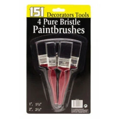 151 Decorators Tools Pure Bristle Paintbrushes 4 Pack