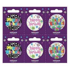 Birthday Badges "Happy Birthday" Design Small - Case Of 6 1 Birthday Badges "Happy Birthday" Design Small - Case Of 6