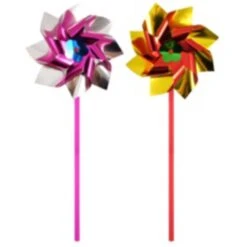 Foil Windmills Head With Stick - Pack Of 12