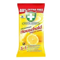 Green Shield Antibacterial Household Surface Wipes 70pk - Case Of 12