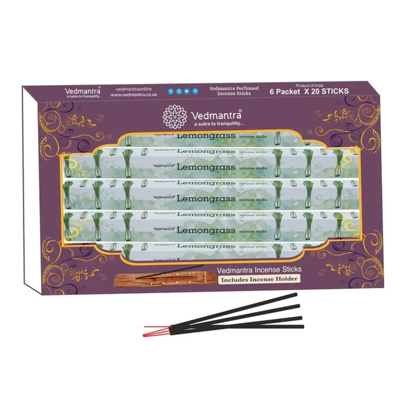 Vedmantra Lemon Grass Incense Sticks 6 Pack 1 Vedmantra Lemon Grass Incense Sticks 6 Pack