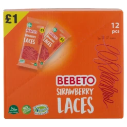 Bebeto Strawberry Laces 160g PMP £1 - Case Of 12 -Mxwhole Sale 8690146168034 T103
