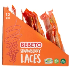 Bebeto Strawberry Laces 160g PMP £1 - Case Of 12 -Mxwhole Sale 8690146168034 T81