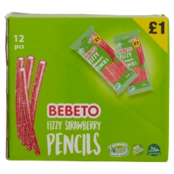 Bebeto Fizzy Strawberry Pencils 160g PMP £1 - Case Of 12 -Mxwhole Sale 8690146168713 T101