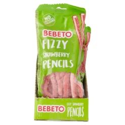 Bebeto Fizzy Strawberry Pencils 160g PMP £1 - Case Of 12 -Mxwhole Sale 8690146168713 T80