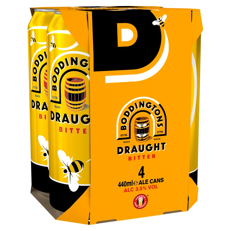 Boddingtons Draught Bitter Ale Beer Cans 440ml 4 Pack - Case Of 6 3 Boddingtons Draught Bitter Ale Beer Cans 440ml 4 Pack - Case Of 6 - Image 3