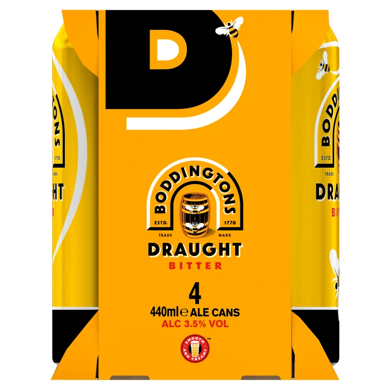 Boddingtons Draught Bitter Ale Beer Cans 440ml 4 Pack - Case Of 6 4 Boddingtons Draught Bitter Ale Beer Cans 440ml 4 Pack - Case Of 6 - Image 4