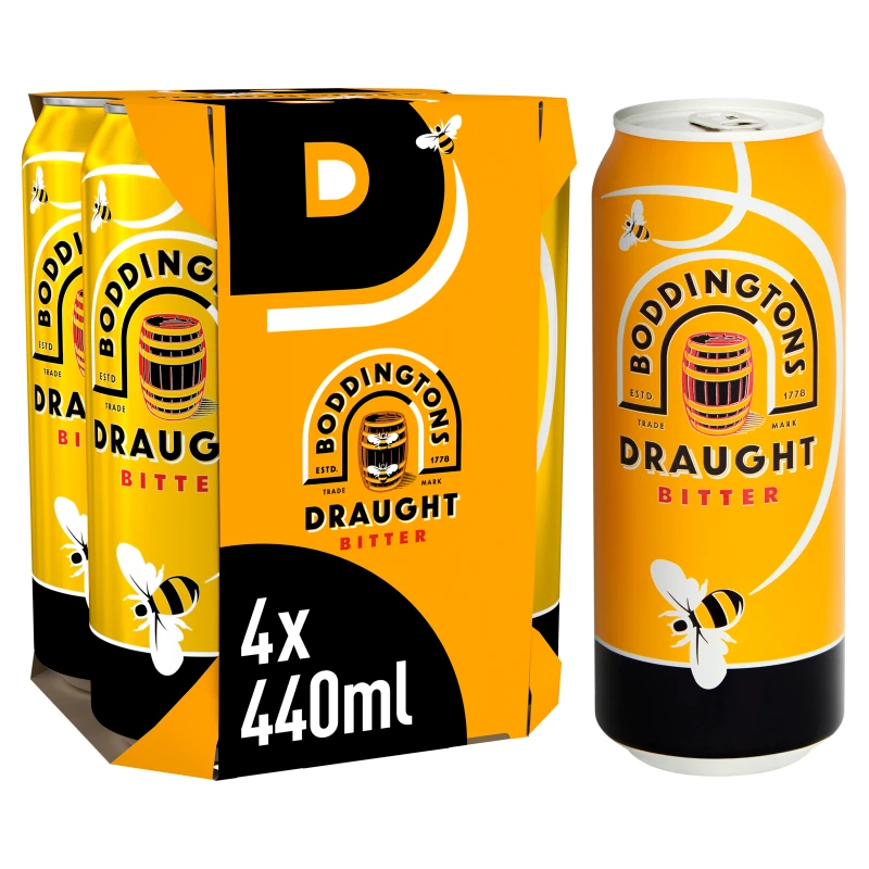 Boddingtons Draught Bitter Ale Beer Cans 440ml 4 Pack - Case Of 6 1 Boddingtons Draught Bitter Ale Beer Cans 440ml 4 Pack - Case Of 6