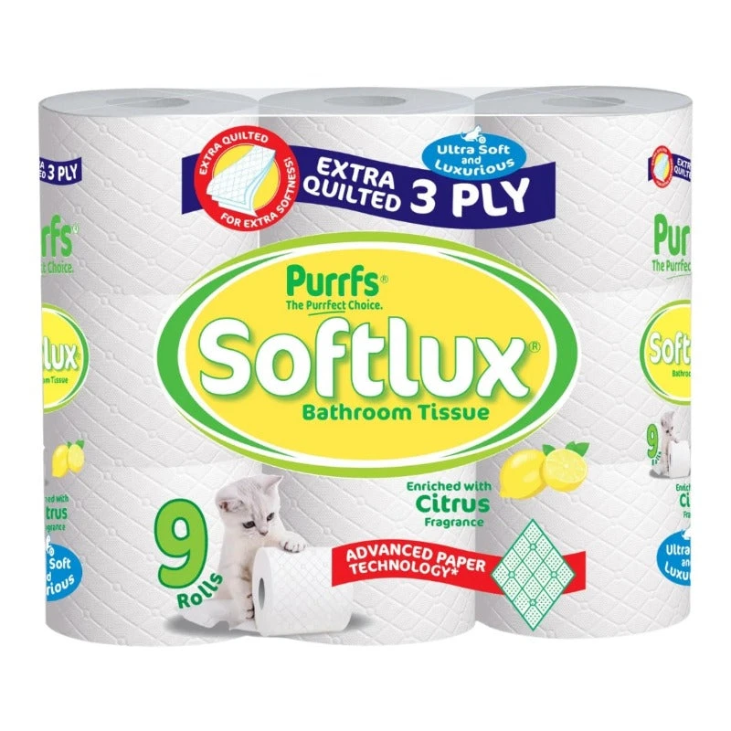 Purrfs Softlux White Toilet Paper 9 Pack Citrus - Case Of 5 2 Purrfs Softlux White Toilet Paper 9 Pack Citrus - Case Of 5 - Image 2